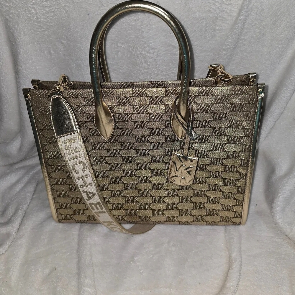 Michael Kors Gold Satchel with Structured Design